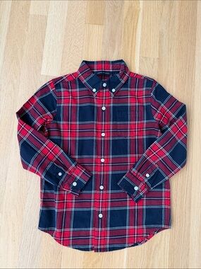 Janie and Jack Red & Navy Plaid Button-Up Shirt